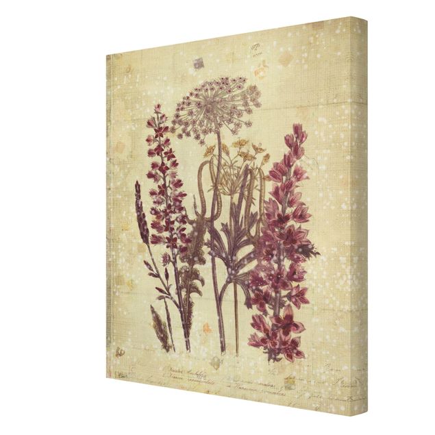 Wanddeko Flur Vintage Leinenoptik Blumen