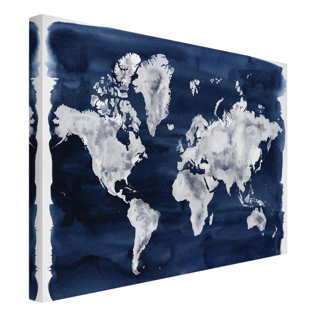 Wanddeko Flur Wasser-Weltkarte dunkel