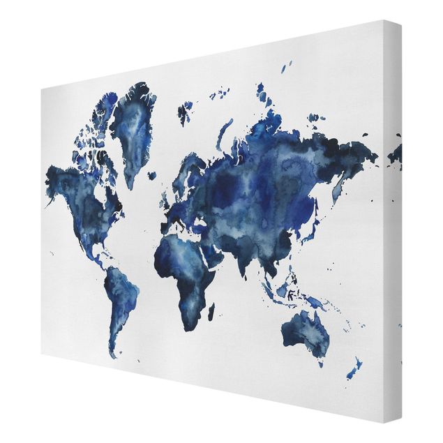 Wanddeko Büro Wasser-Weltkarte hell