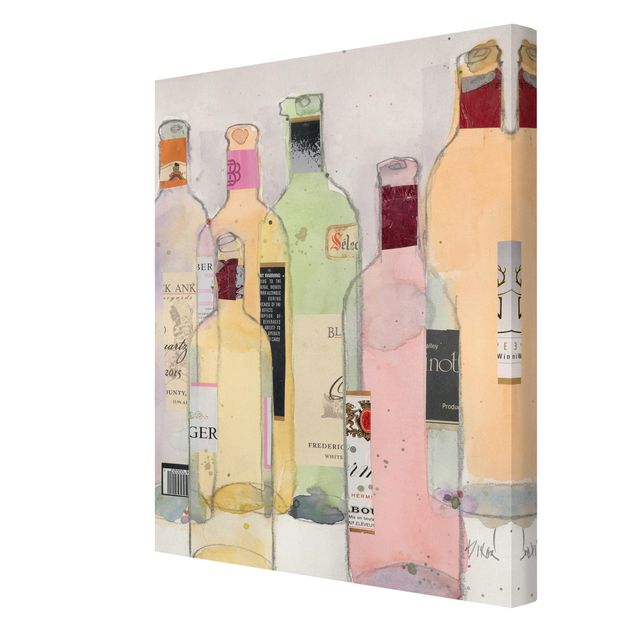 Deko Malerei Weinflaschen in Wasserfarbe I