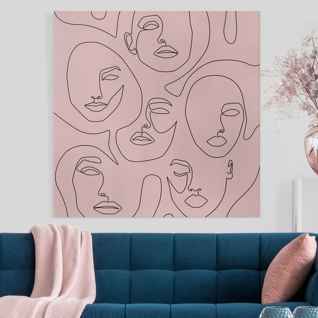 Wanddeko Wohnzimmer Line Art - Beauty Portraits in Blush Rose