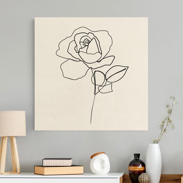 Leinwandbilder Rosen Line Art Rose Schwarz Weiß