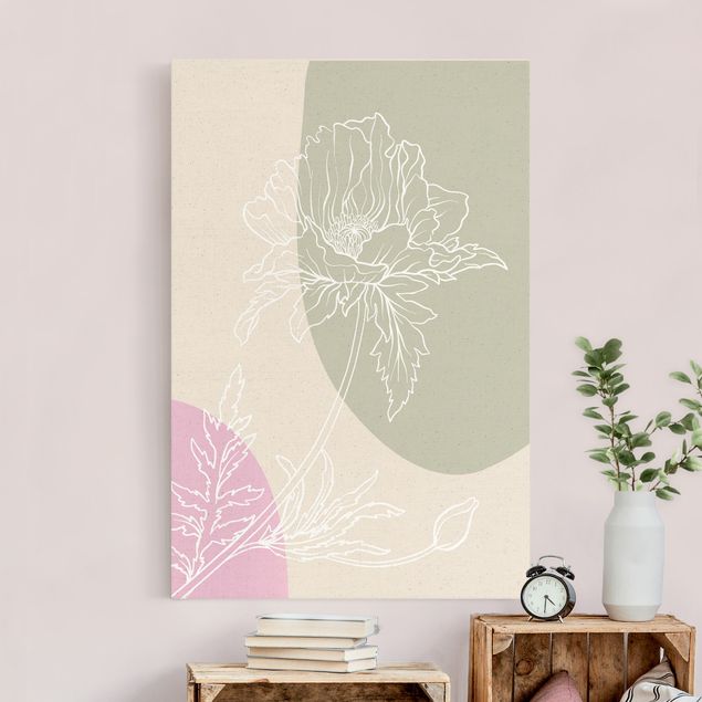 Rosen Bilder auf Leinwand Lineart Blume mit Farbflächen II