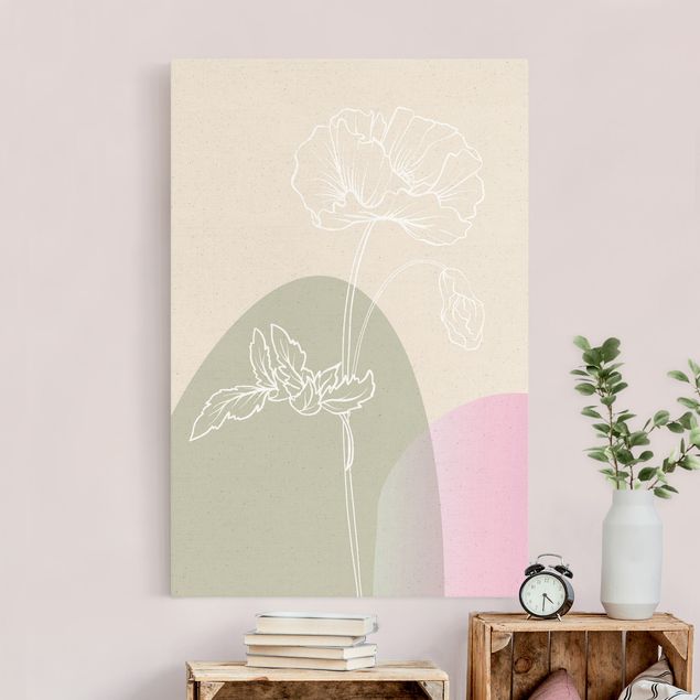 Leinwandbilder Rosen Lineart Blume mit Farbflächen