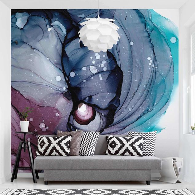 Wanddeko Schlafzimmer Linien im Nachtblauen Kokon