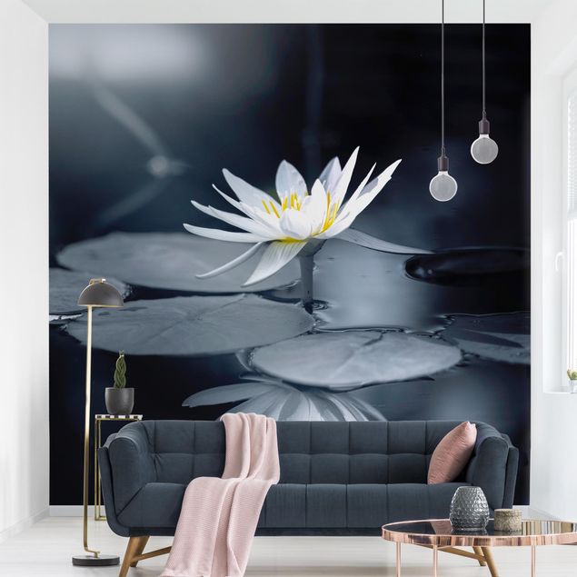 Wanddeko Wohnzimmer Lotus Spiegelung im Wasser