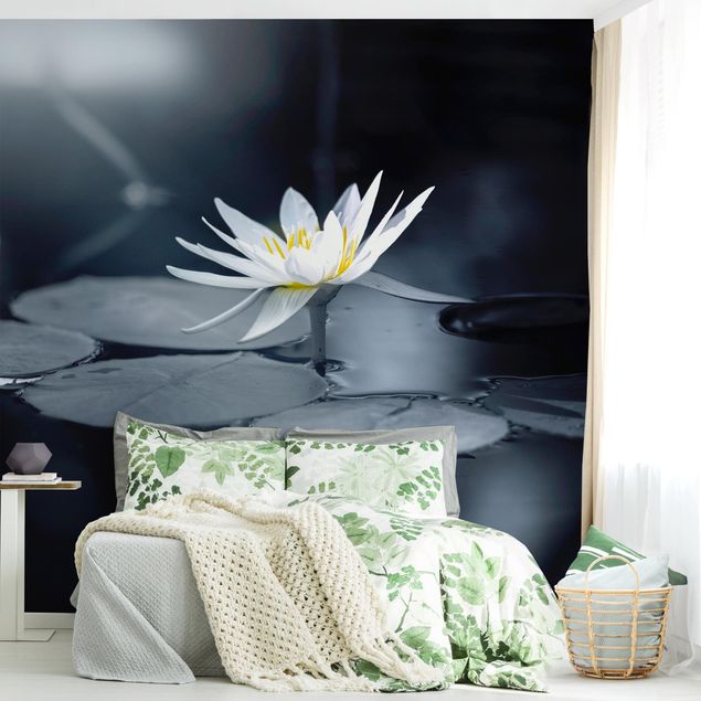 Wanddeko Schlafzimmer Lotus Spiegelung im Wasser