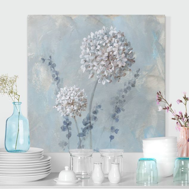 Wanddeko blau Luftige Blüten