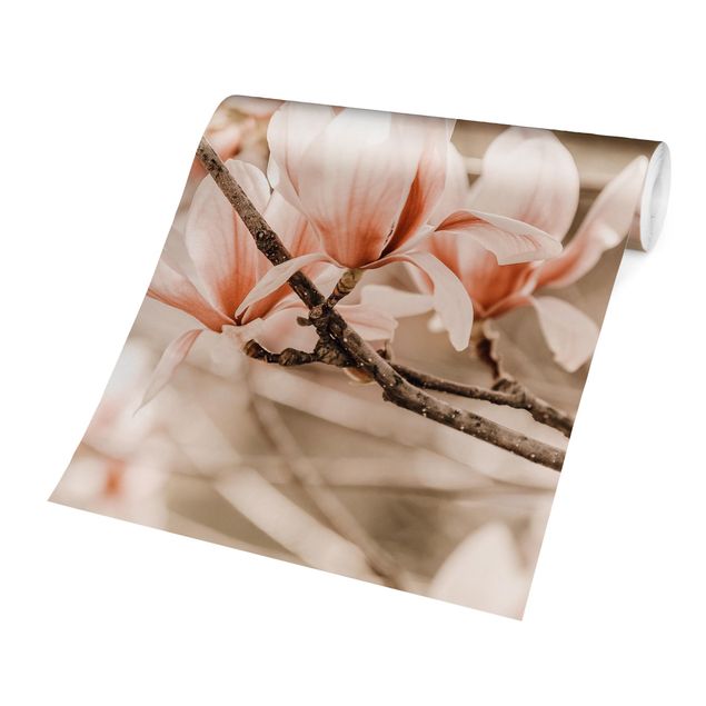 Wanddeko Esszimmer Magnolienzweige im Vintagestil