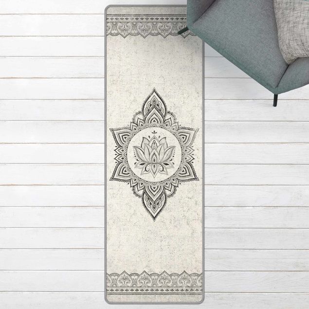 Wanddeko Schlafzimmer Mandala Lotus Betonoptik