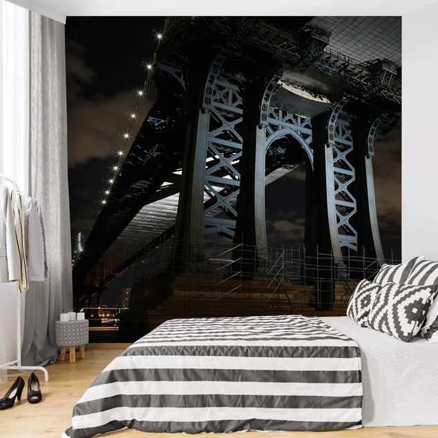 Wanddeko Wohnzimmer Manhattan Bridge bei Nacht