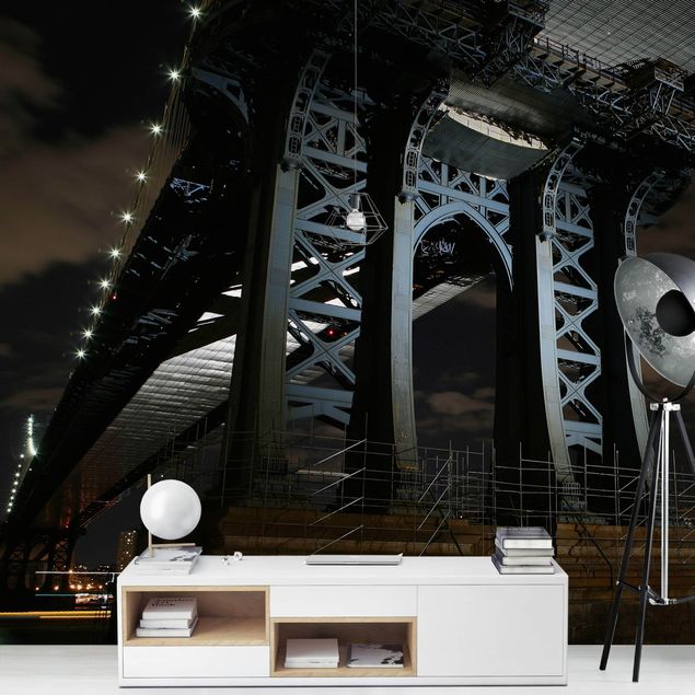 Wanddeko Flur Manhattan Bridge bei Nacht