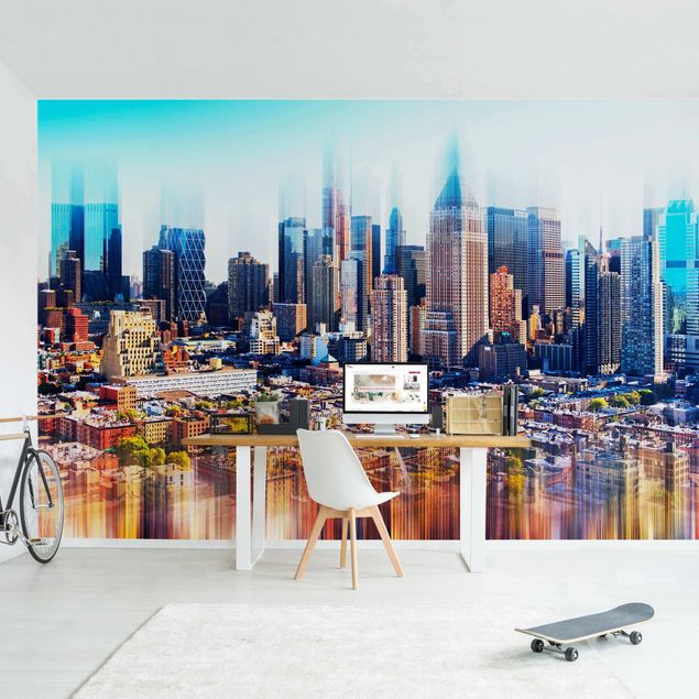 Wanddeko Wohnzimmer Manhattan Skyline Urban Stretch