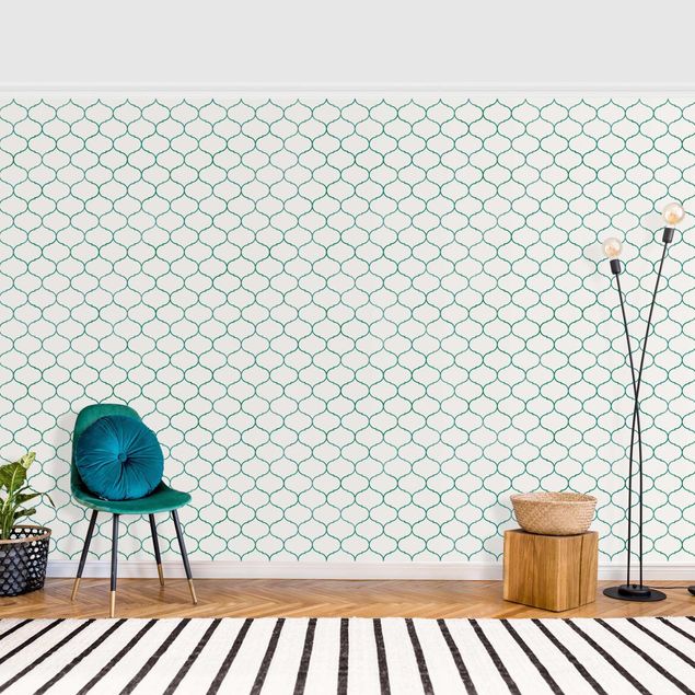 Wanddeko Wohnzimmer Marokkanisches Aquarell Linienmuster