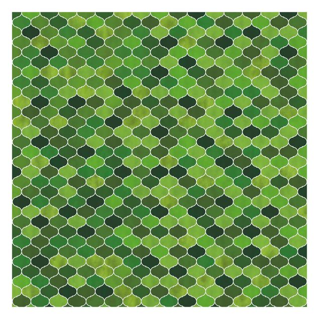 Wanddeko grün Marokkanisches Aquarell Muster Grün