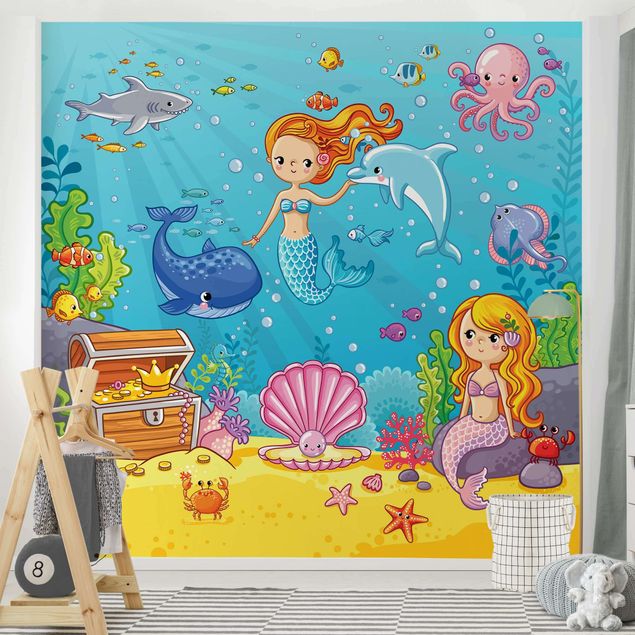 Wanddeko Büro Meerjungfrau - Unterwasserwelt