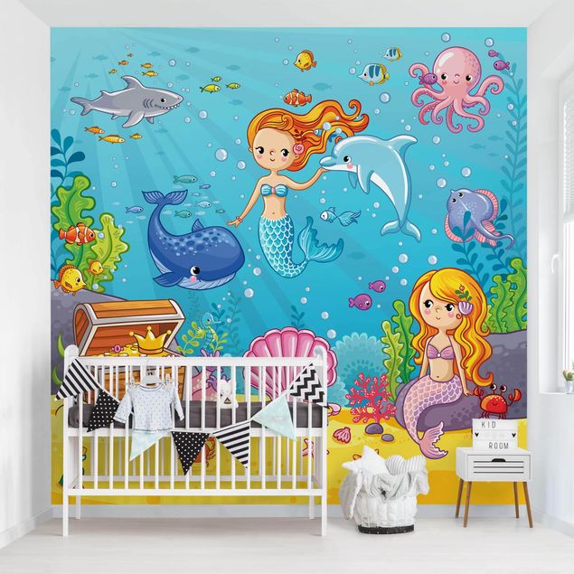 Wanddeko Mädchenzimmer Meerjungfrau - Unterwasserwelt