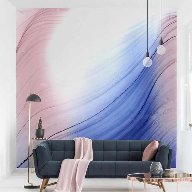 Wanddeko Wohnzimmer Melierter Farbtanz Blau mit Rosa