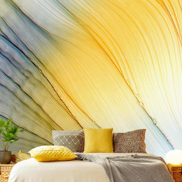 Wanddeko Wohnzimmer Melierter Farbtanz in Honig
