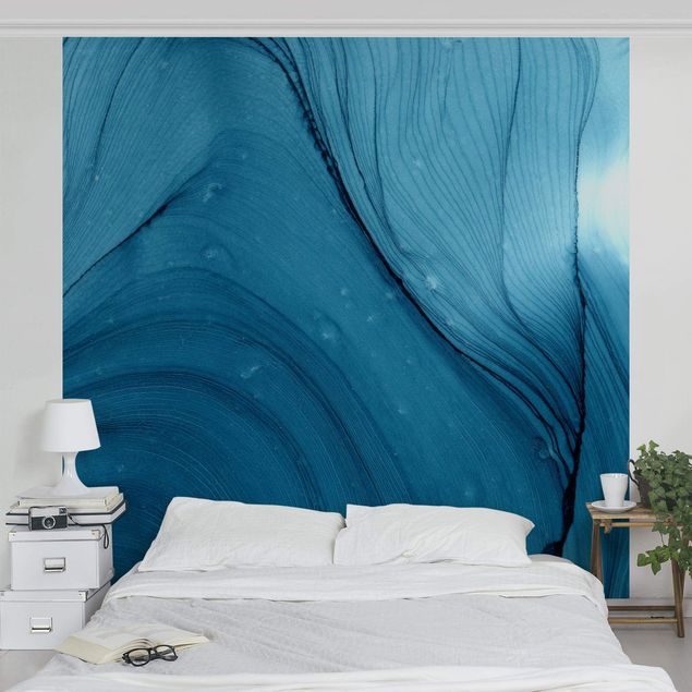 Wanddeko Wohnzimmer Meliertes Blau