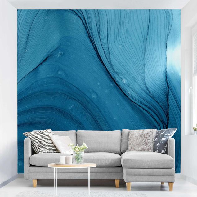 Wanddeko Schlafzimmer Meliertes Blau
