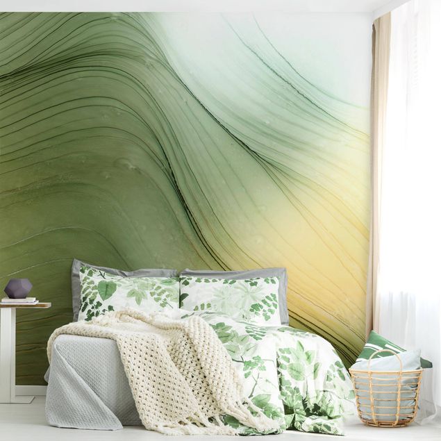 Wanddeko Wohnzimmer Meliertes Grün mit Honig