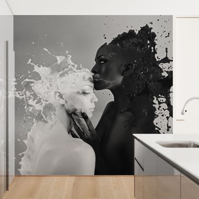 Wanddeko Schlafzimmer Milch & Kaffee Kuss schwarz weiß