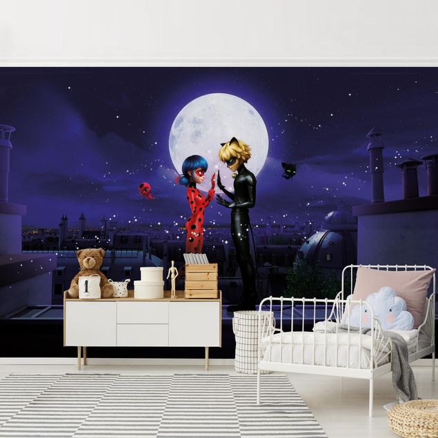 Deko Kinderzimmer Miraculous Ladybug and Cat Noir im Mondlicht
