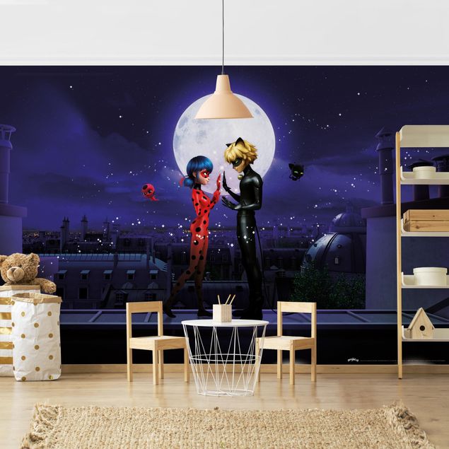 Paris Tapete Miraculous Ladybug and Cat Noir im Mondlicht