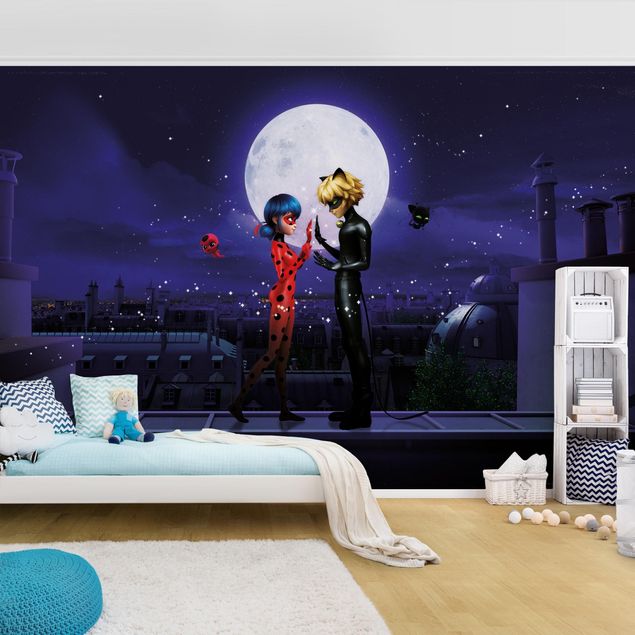 Wanddeko Büro Miraculous Ladybug and Cat Noir im Mondlicht