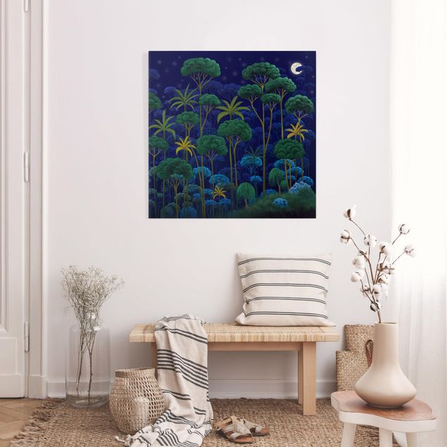 Wanddeko blau Mitternacht im Regenwald