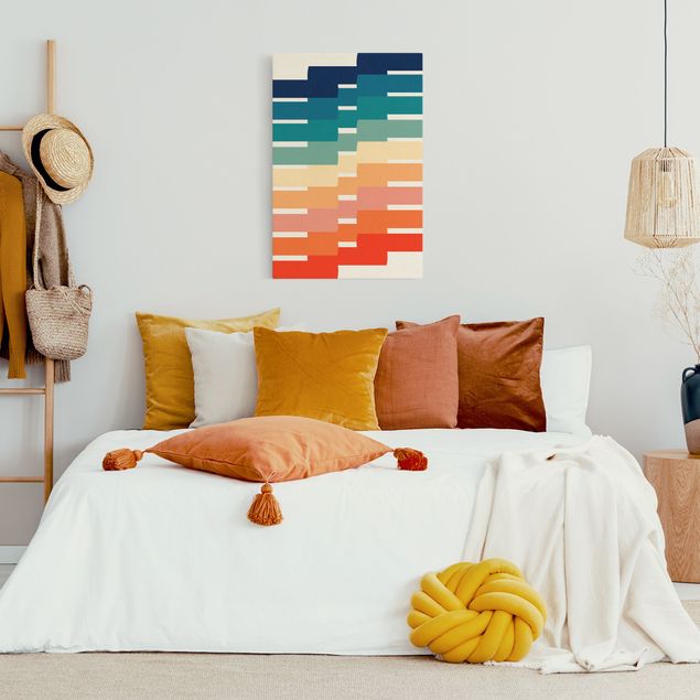 Wanddeko über Sofa Moderne Regenbogen Geometrie