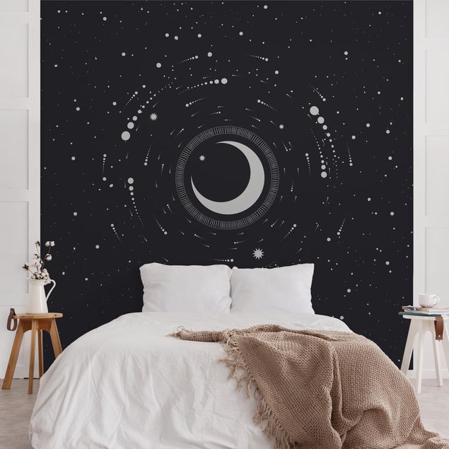 Wanddeko Wohnzimmer Mond im Sternenkreis
