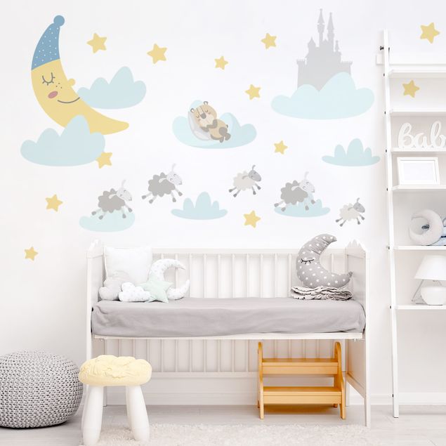 Wanddeko Babyzimmer Mond und Sterne