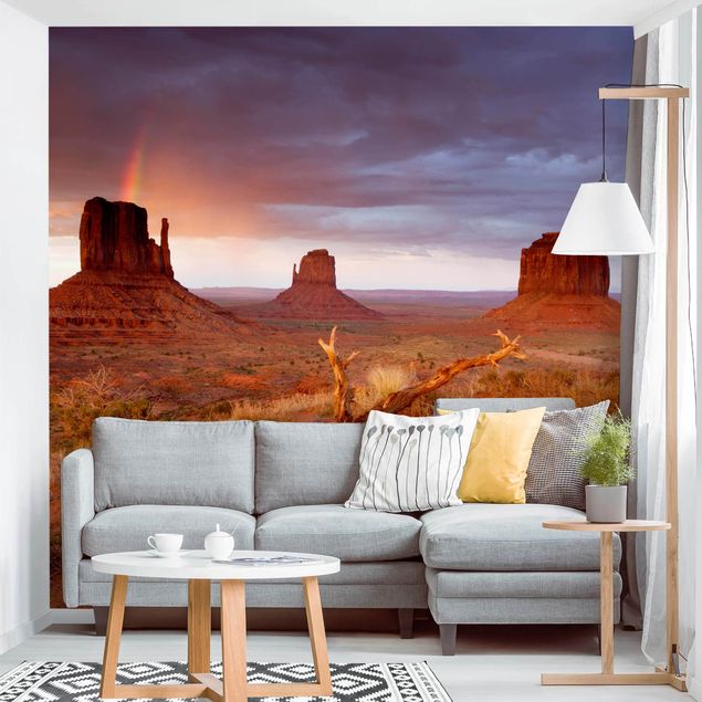 Wanddeko Wohnzimmer Monument Valley bei Sonnenuntergang