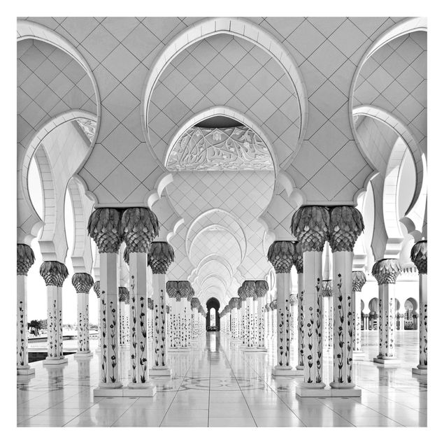Wanddeko Büro Moschee in Abu Dhabi Schwarz-Weiß