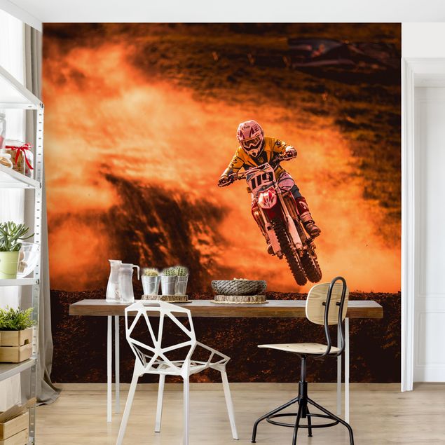 moderne Fototapete Motocross im Staub