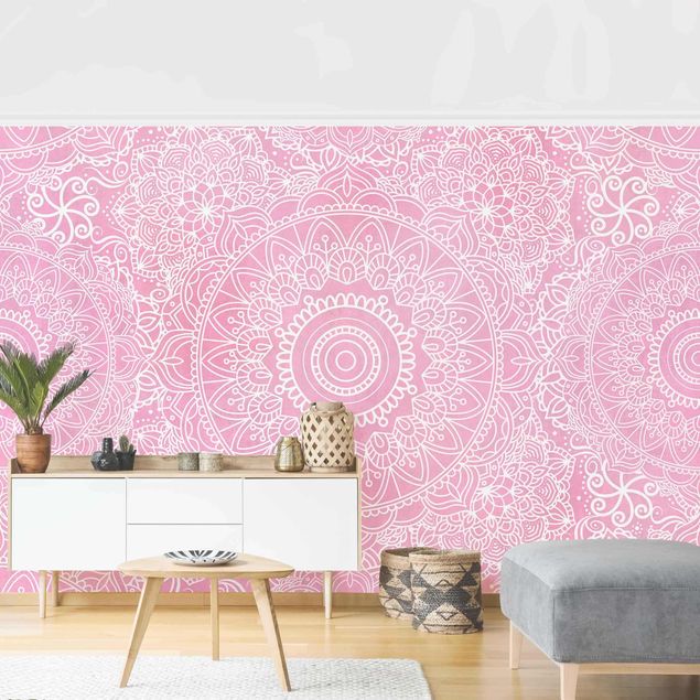 Wanddeko Schlafzimmer Muster Mandala Rosa