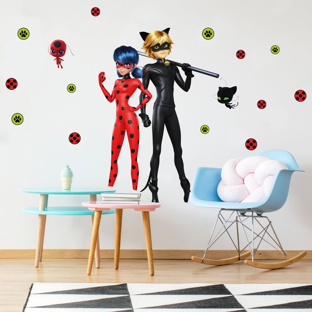 Wanddeko Mädchenzimmer Miraculous Ladybug und Cat Noir sind bereit