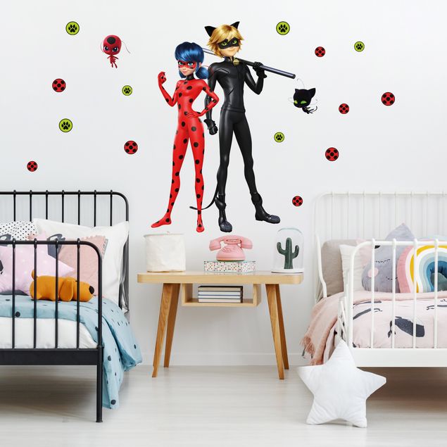 Wanddeko Jungenzimmer Miraculous Ladybug und Cat Noir sind bereit