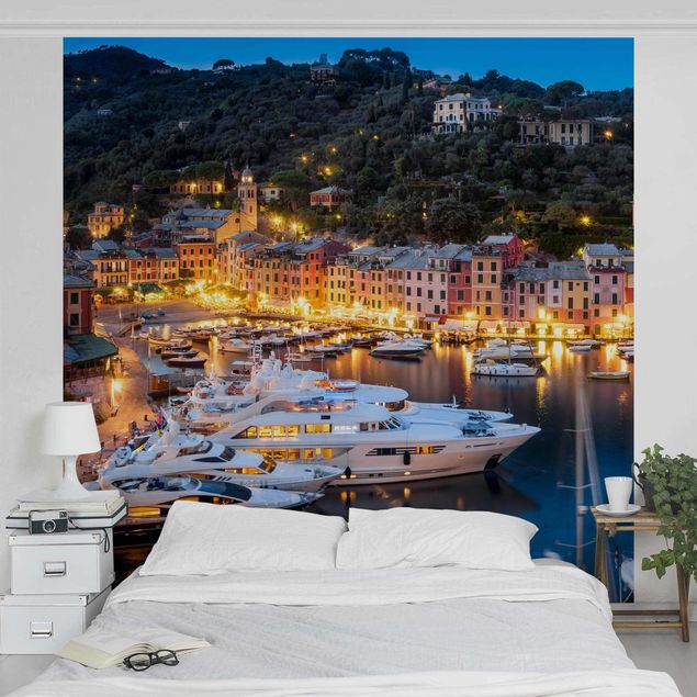Wanddeko Wohnzimmer Nacht im Hafen von Portofino