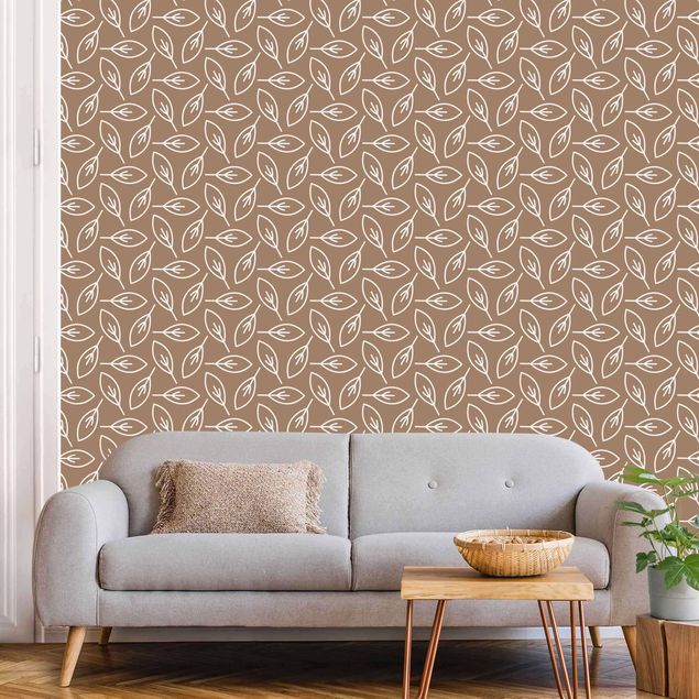 Wanddeko Schlafzimmer Natürliches Muster Blattlinien vor Braun