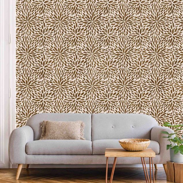 Wanddeko Schlafzimmer Natürliches Muster Blumen in Braun