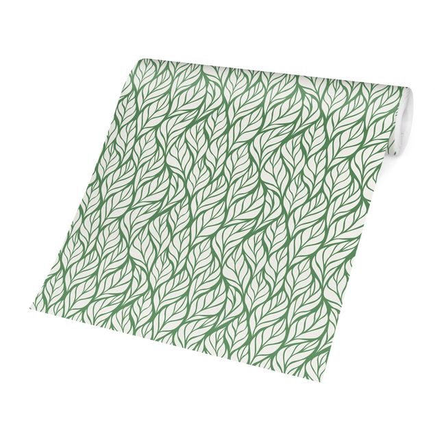 Wanddeko grün Natürliches Muster große Blätter auf Grün