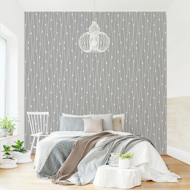 Wanddeko Schlafzimmer Natürliches Muster mit Halbkreisen vor Grau