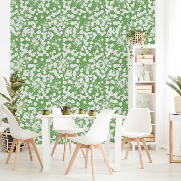 Wanddeko Schlafzimmer Natürliches Muster Pusteblume mit Punkten vor Grün