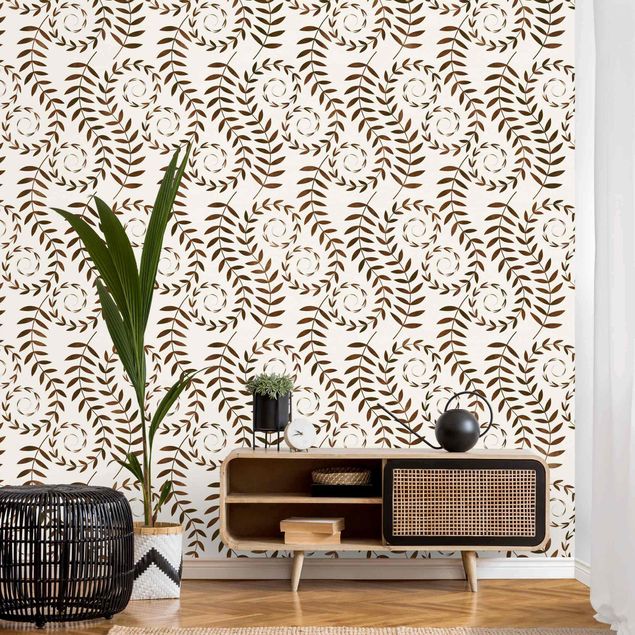 Wanddeko Wohnzimmer Natürliches Muster Ranken in Braun