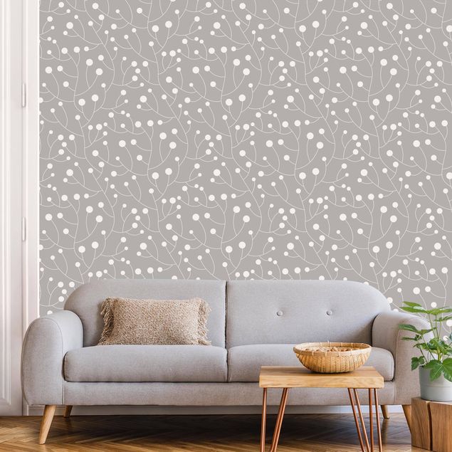 Wanddeko Wohnzimmer Natürliches Muster Wachstum mit Punkten auf Grau