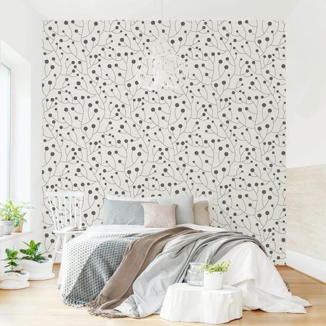 Wanddeko Wohnzimmer Natürliches Muster Wachstum mit Punkten Grau