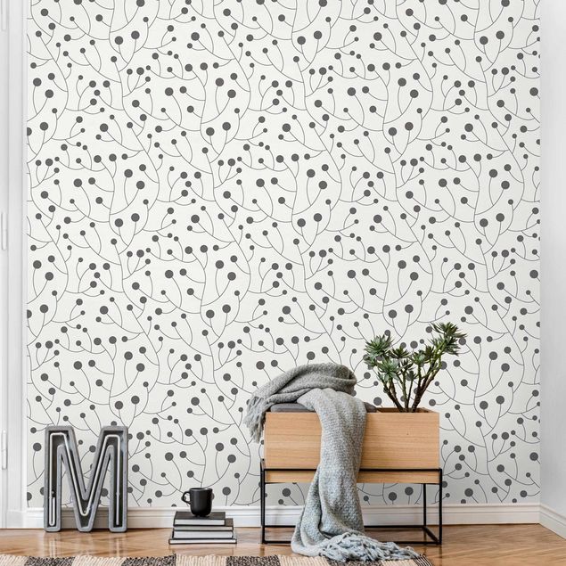 Wanddeko Schlafzimmer Natürliches Muster Wachstum mit Punkten Grau